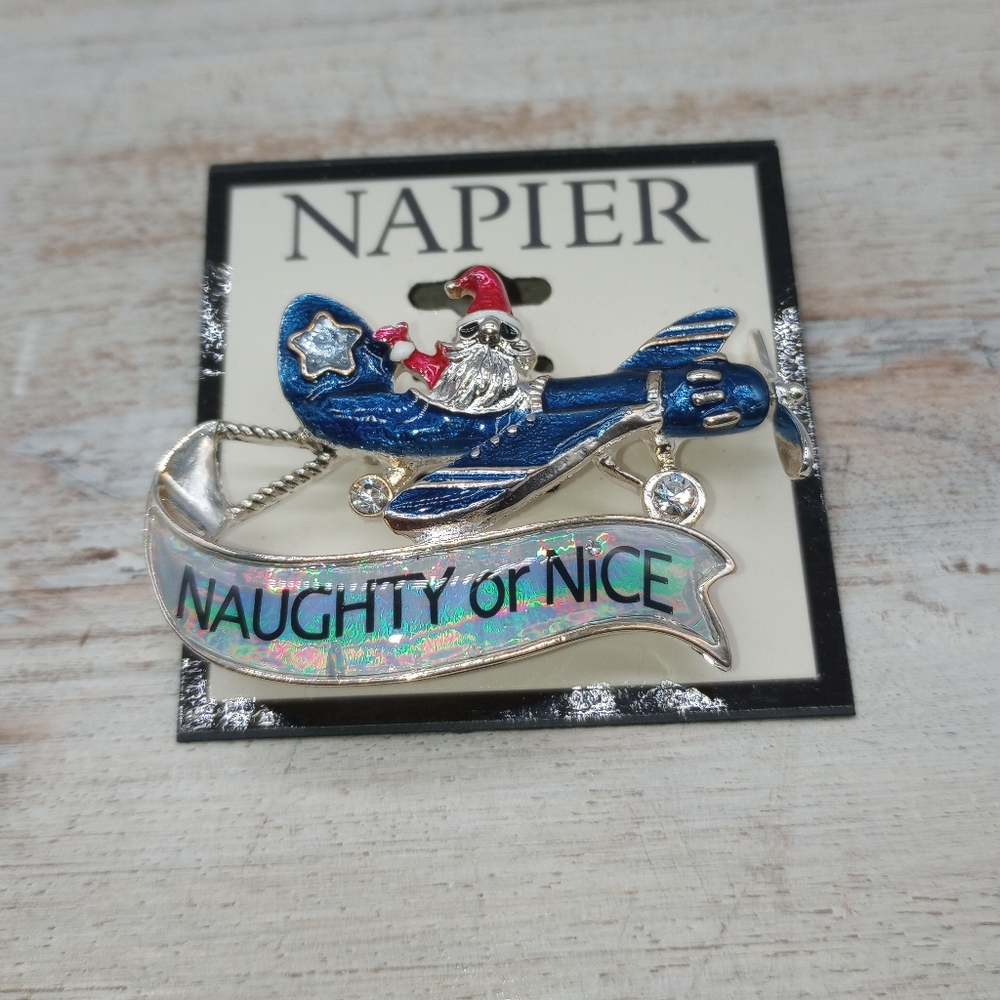 Napier Christmas Santa In Plane Pin
